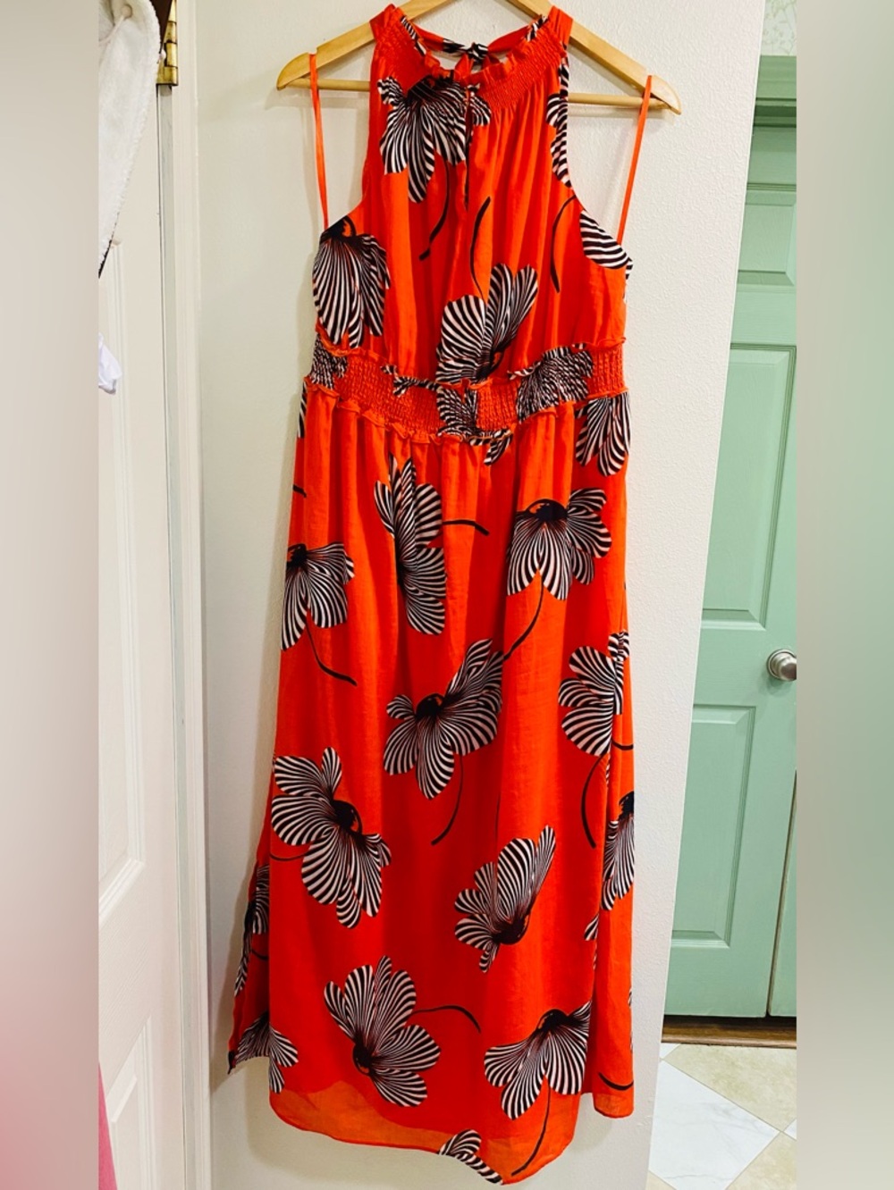 Ann Taylor Bright Orange Floral Print Dress